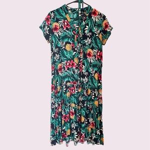 Vintage Hawaiian tropic midi dress